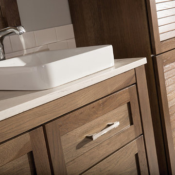 Handsome Hickory Homestead Bath Furnture from Dura Supreme Cabinetry