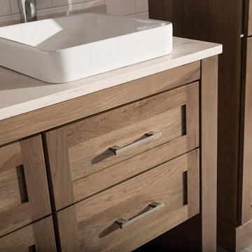 Handsome Hickory Homestead Bath - Modern Furniture Vanity and Linen Cabinet