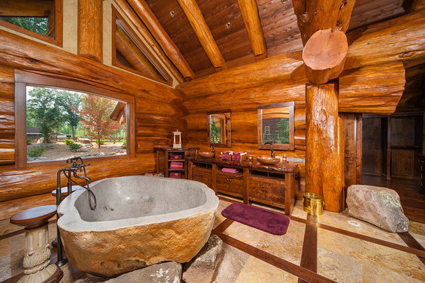 Rustic Bathroom by Pioneer Log Homes of British Columbia Ltd
