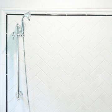 Herringbone accent tile in shower