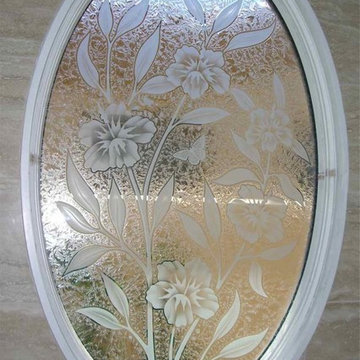 HIBISCUS Bathroom Windows - Frosted Glass Designs Privacy Glass
