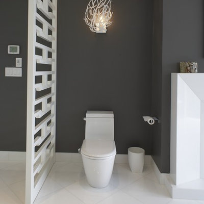 Trendy white tile bathroom photo in Vancouver