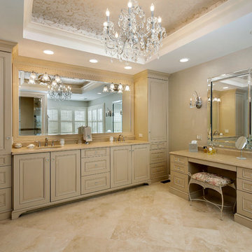 His & Her Sinks with Built-In Linen Cabinets