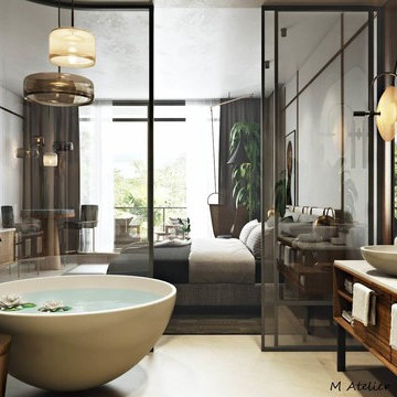 Hotel Room Rendering. A Luxurious Bath Design