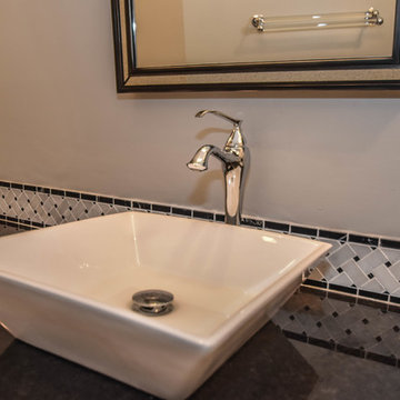 Houston Bathroom Remodel - Long & Narrow, Black & White