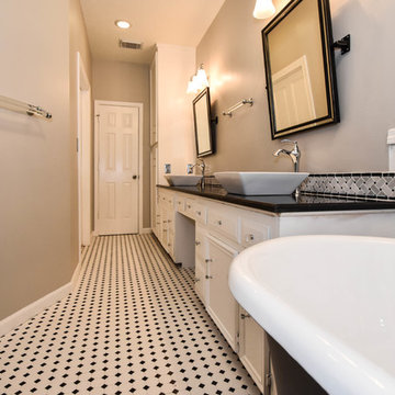 Houston Bathroom Remodel - Long & Narrow, Black & White