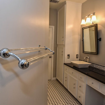 Houston Bathroom Remodel - Long & Narrow, Black & White