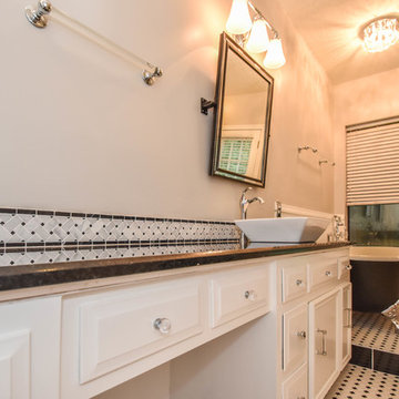 Houston Bathroom Remodel - Long & Narrow, Black & White