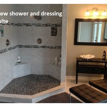 Houston contemporary en suite bathroom remodel - white and black