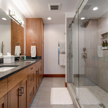 Huge shower and gorgeous vanity with storage
