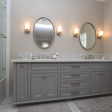 Huntington Beach Gray and White Marble Bathrooms