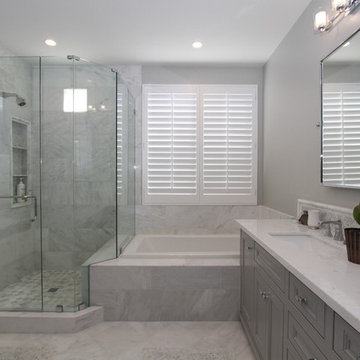 Huntington Beach Gray and White Marble Bathrooms
