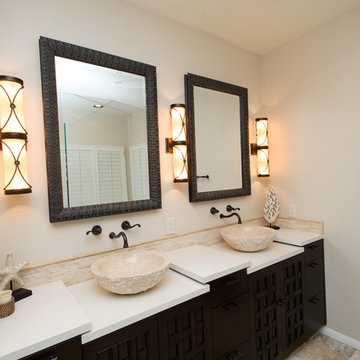 Huntington Beach: Transitional Tropical Bathroom
