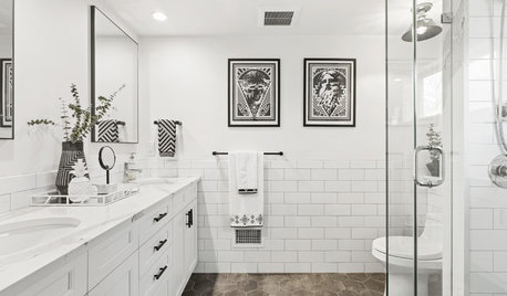 Geometric Patterns Energize a Black-and-White Bathroom