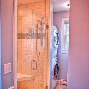 Photo of a traditional bathroom in Portland Maine with a laundry.