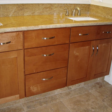 In stock kitchen cabinets with custom pulls