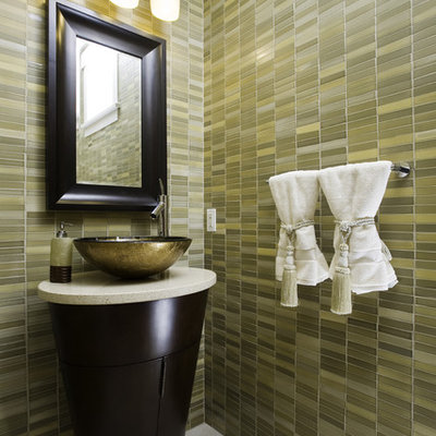 Example of a trendy bathroom design in Seattle with a pedestal sink
