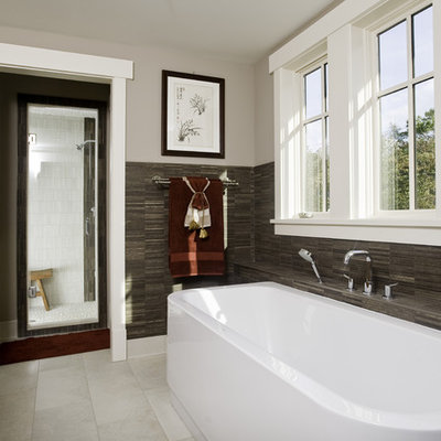 Freestanding bathtub - contemporary freestanding bathtub idea in Seattle