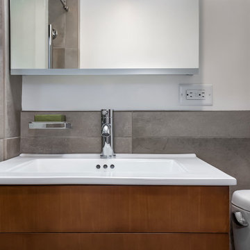 Integrated Sink Paired with Modern Wall Mounted Vanity