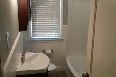 Bathroom - contemporary 3/4 gray tile bathroom idea in Kansas City