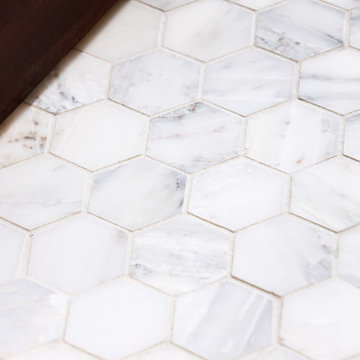 Jack and Jill Classic Bathroom with Hex Tile