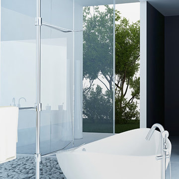 Sophisticated modern bathroom with freestanding bath