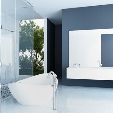 Sophisticated modern bathroom with freestanding bath