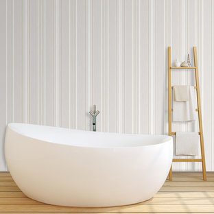 Inspiration for a modern bathroom remodel in Wilmington with multicolored walls