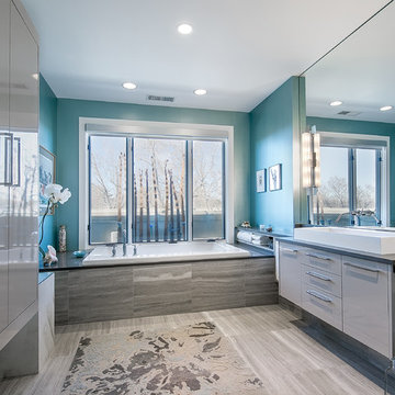 Turquoise And Gray Bathroom Ideas, Gray Tile Bathroom Paint Ideas