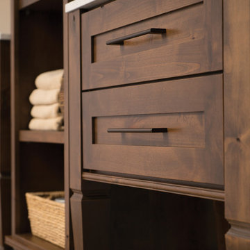 Knotty Alder Bathroom Vanity with a Furniture-Style Look: Close Up on Interior D