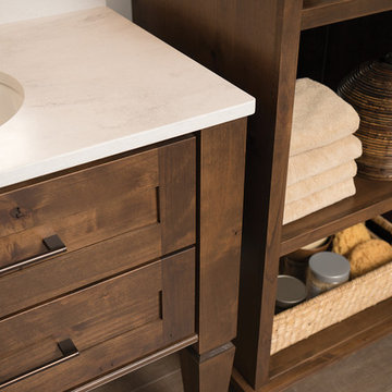 Knotty Alder Master Bathroom Remodel: Close up of Matching Furniture Vanity and