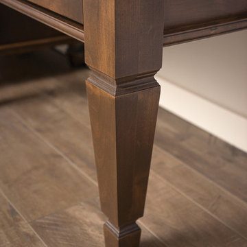 Knotty and Nice Master Bathroom for Two: Close Up of Vanity Leg Turned Post