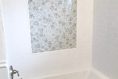 Kohler Bathtub + Glass Mosaic + Subway Tile