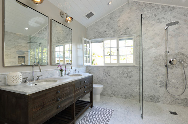 Transitional Bathroom by Lindsay Chambers Design
