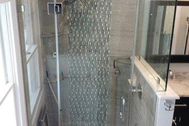 L-shape steam shower door in New Canaan CT