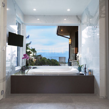 Large Bathtub with Window View in Master Bathroom