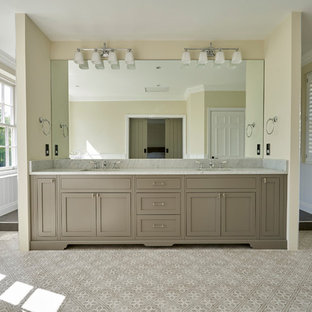 Large Carrara marble ensuite with double shower, West Chiltington