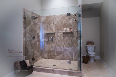 Large french door glass shower enclosure