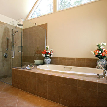 Large Spa Bathtub and Curbless ADA-Compliant Shower