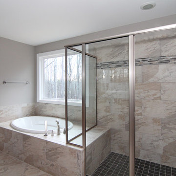 Large Tile Shower with Square Shower Head