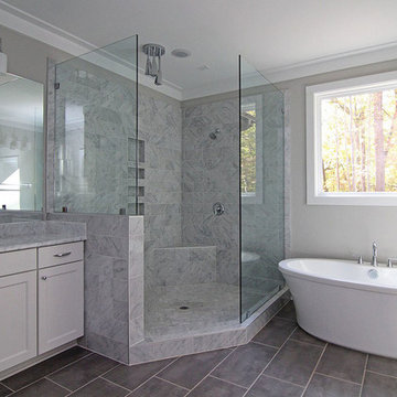 Large Walk in Shower and Freestanding Tub