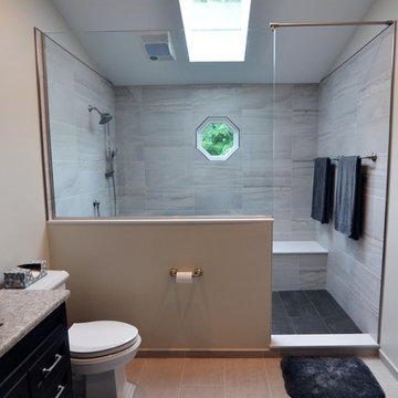Large Walk-In Shower with Grey Tones in Naperville, IL