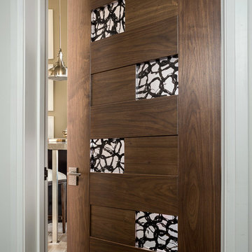 Las Vegas Modern Home - Interior Solid Wood Walnut Door with Glass