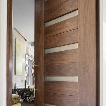 Las Vegas Modern Home - Interior Solid Wood Walnut Door with Leather