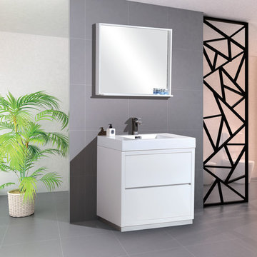 LAVANITY Bliss 30" White Floor Mount Modern Bathroom Vanity--FMB30WH--$459