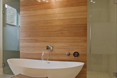 Inspiration for a contemporary freestanding bathtub remodel in Chicago