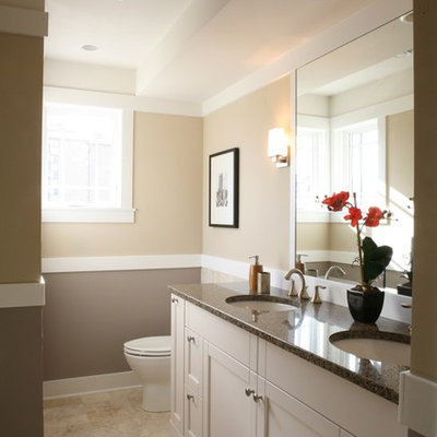 Bathroom - traditional bathroom idea in Chicago with an undermount sink, shaker cabinets and white cabinets