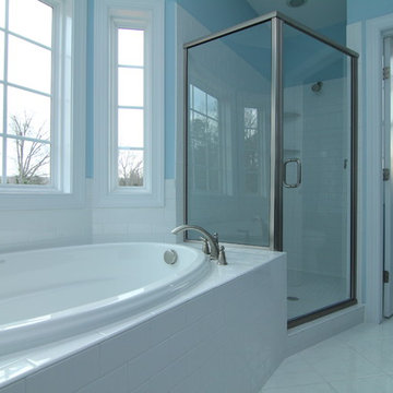 Light blue master bathroom
