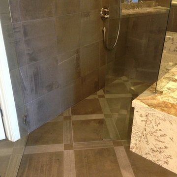Limestone Master Bathroom Barrier Free Shower