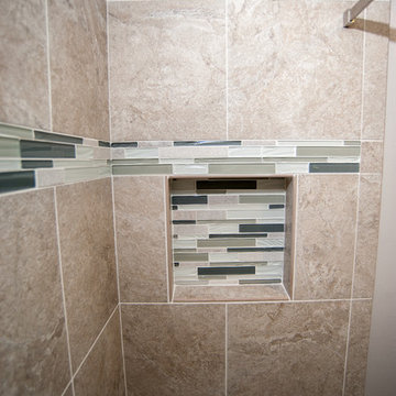 Shower Tiled Niche in Bathroom Remodel